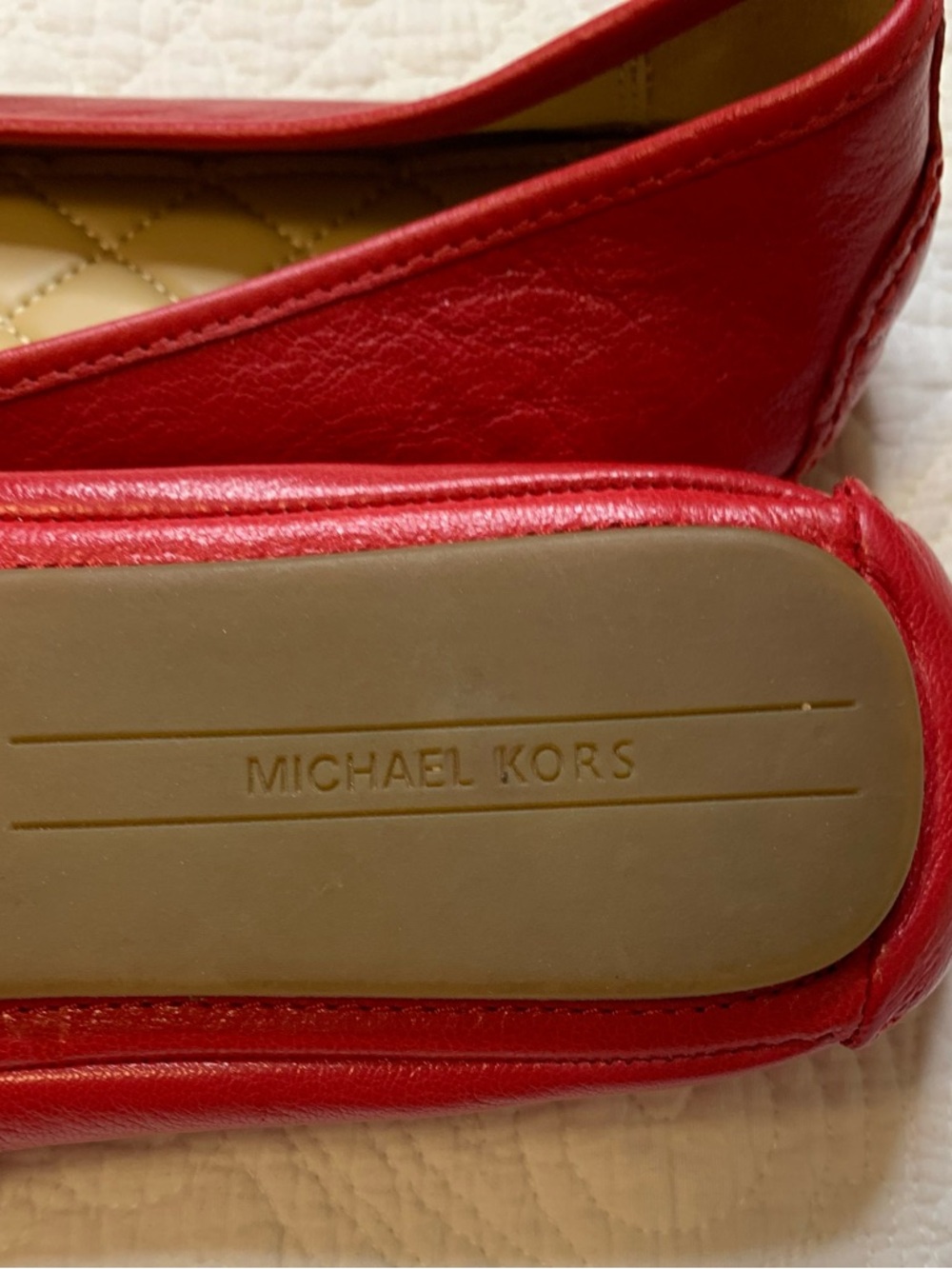 Michael Kors Lillie Premium Leather  Moccasin Flats in Bright Red - Picture 13 of 13